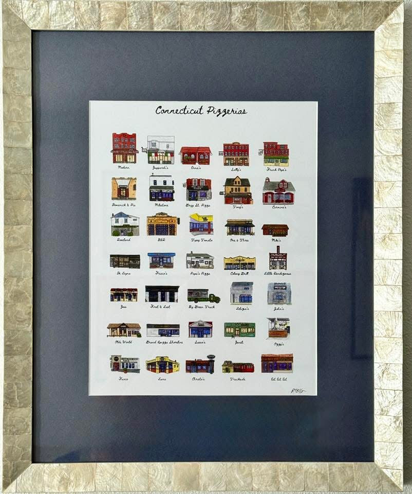 35 Connecticut Pizzeria Storefronts - Watercolor 11x14" Art Print by Bryan Etch