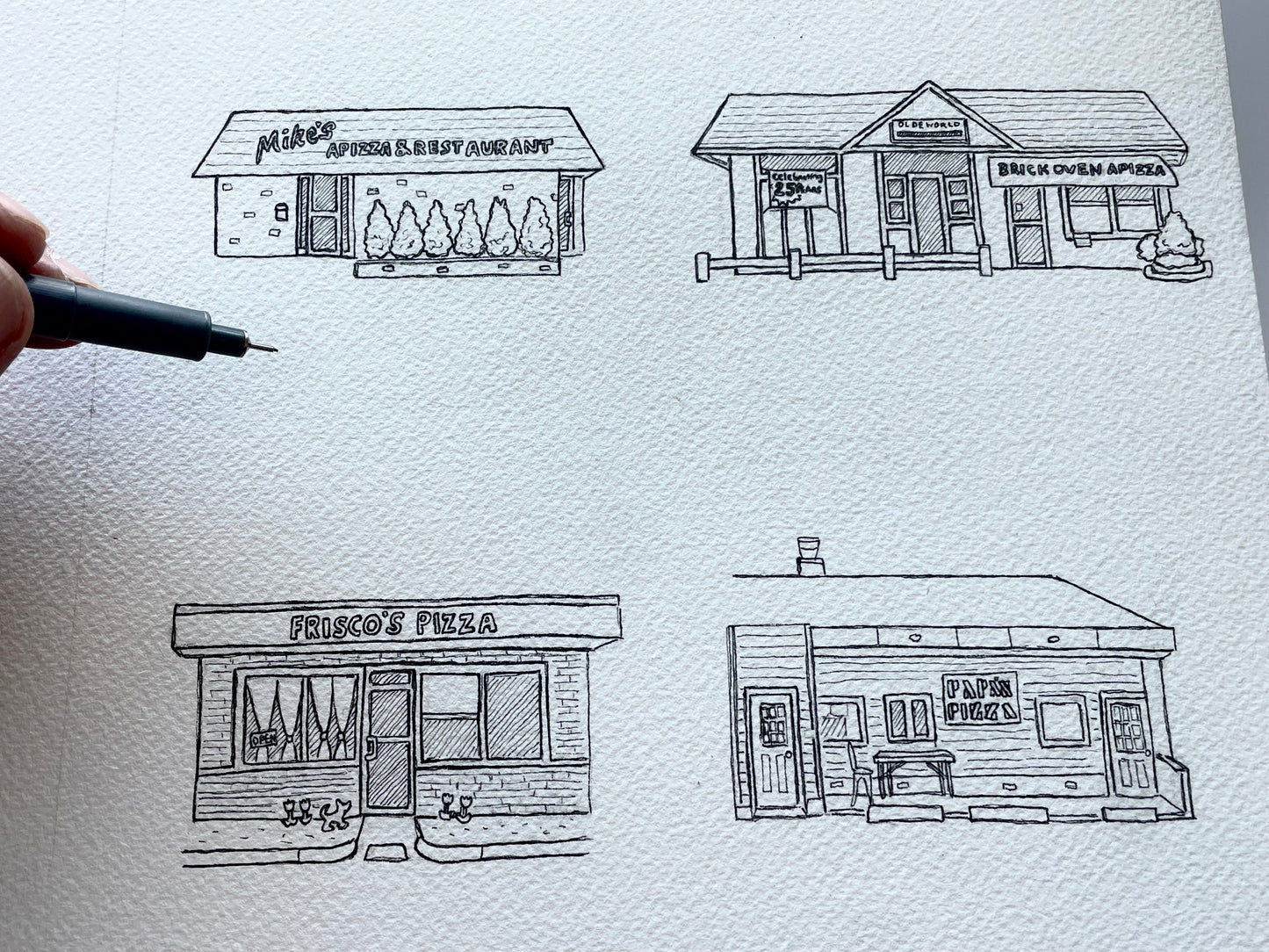 24 Connecticut Pizzeria Storefronts - Watercolor 11x14" Art Print by Bryan Etch