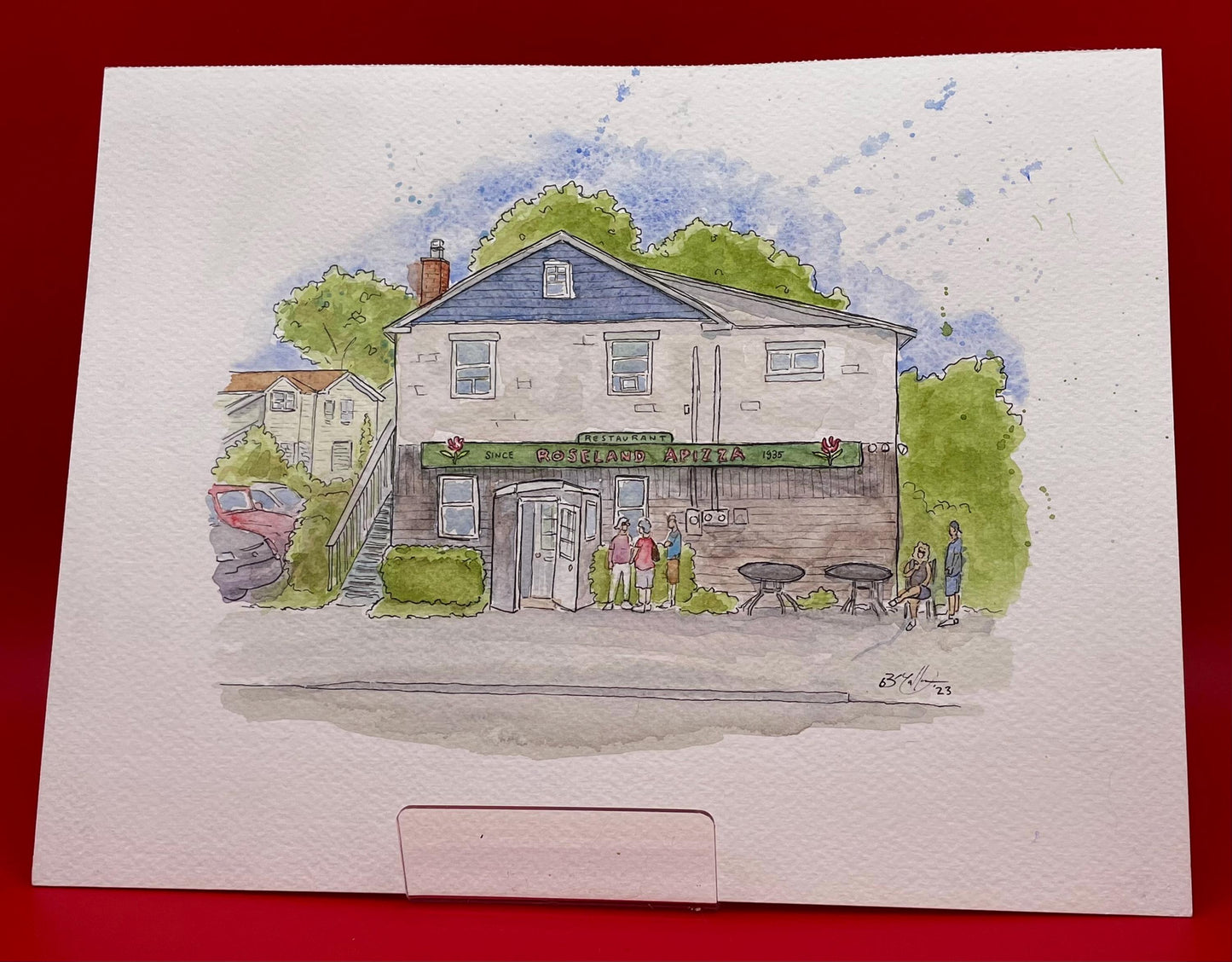 Roseland Apizza Derby CT Original Watercolor Art by Bryan Etch