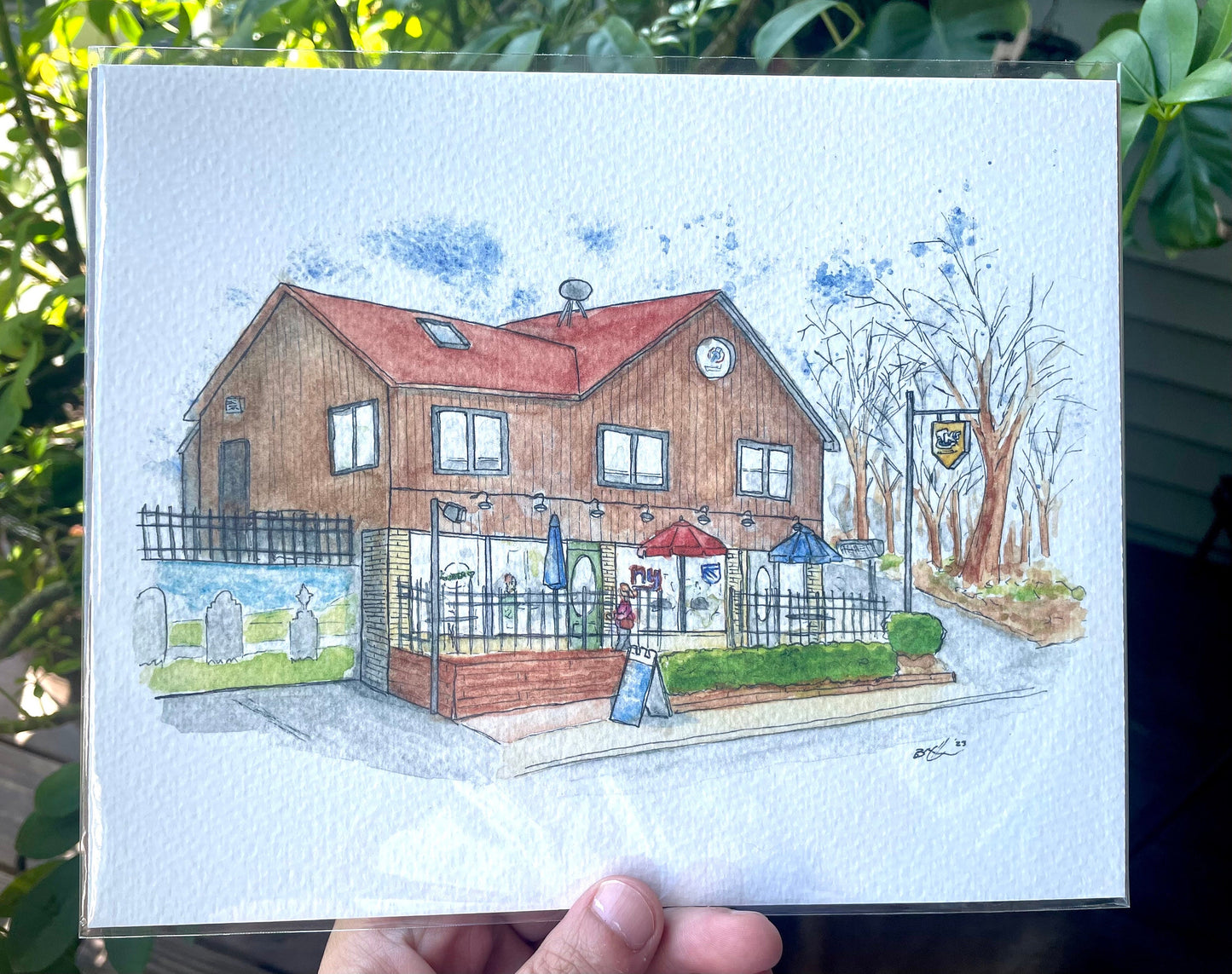 TK's American Cafe Danbury CT Watercolor Art Print - 8x10"