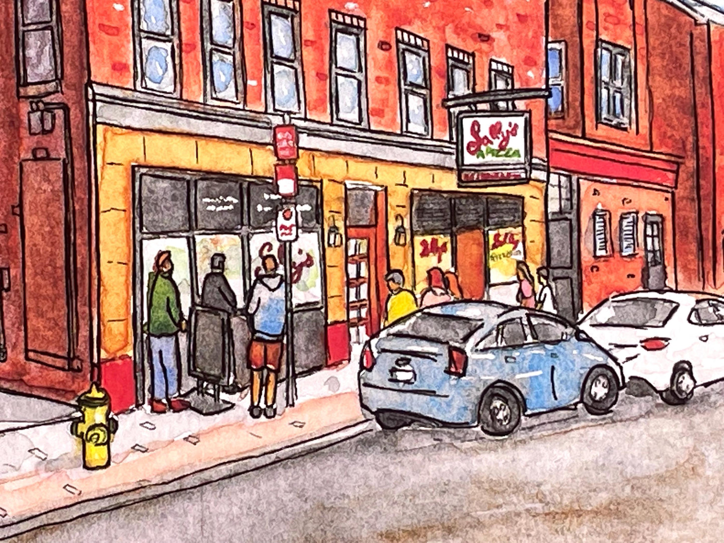 Sally’s Apizza New Haven, CT - 8x10" Watercolor Pizzeria Art Print by Bryan Etch