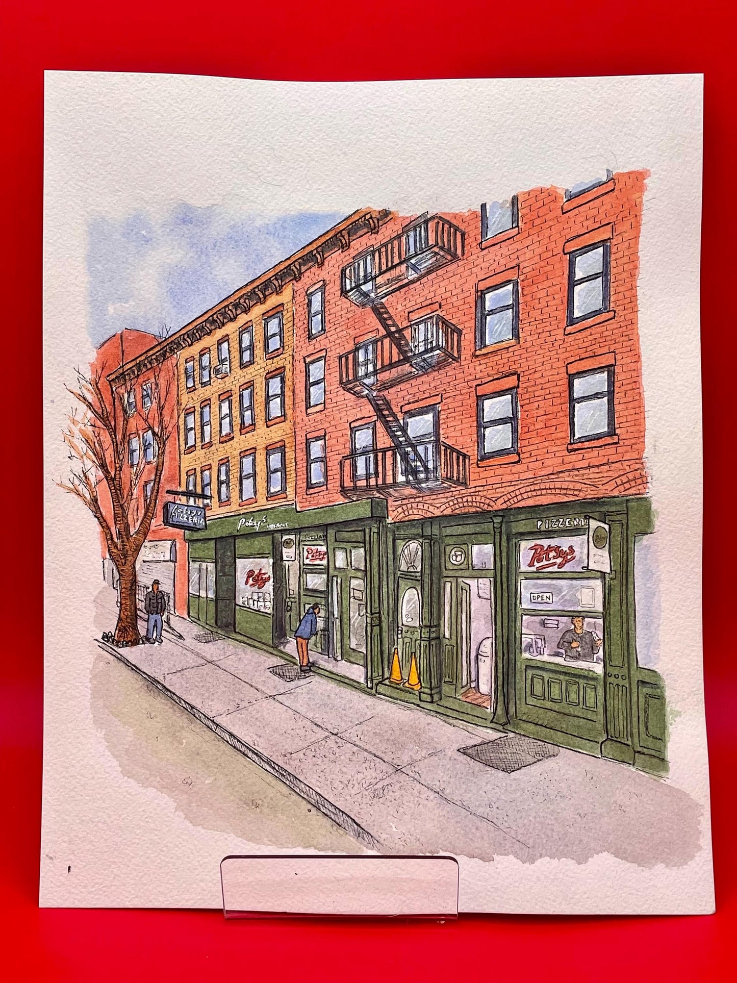 Patsy's Pizzeria Harlem Original Watercolor Painting by Bryan Etch