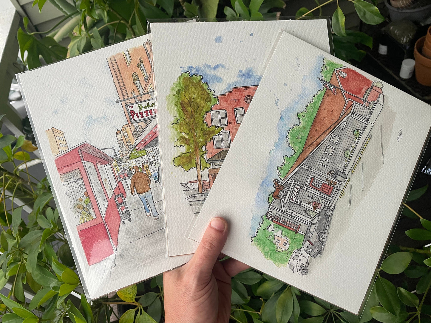 Pizzeria Watercolor Print Set of 3 - 8x10" Prints (Any 3) - Art Prints - NY Pizzerias CT Apizza Jersey Pizza Prints - Choose Your Own