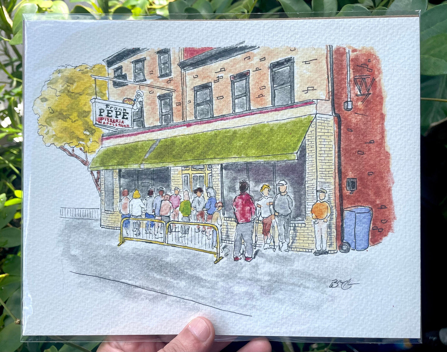 Frank Pepe's Pizzeria Napoletana New Haven, CT - 8x10" Watercolor Pizzeria Art Print by Bryan Etch