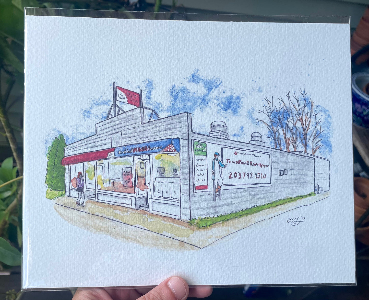 Bethel Pizza House - 8x10" Watercolor Pizzeria Art Print by Bryan Etch - Bethel, CT