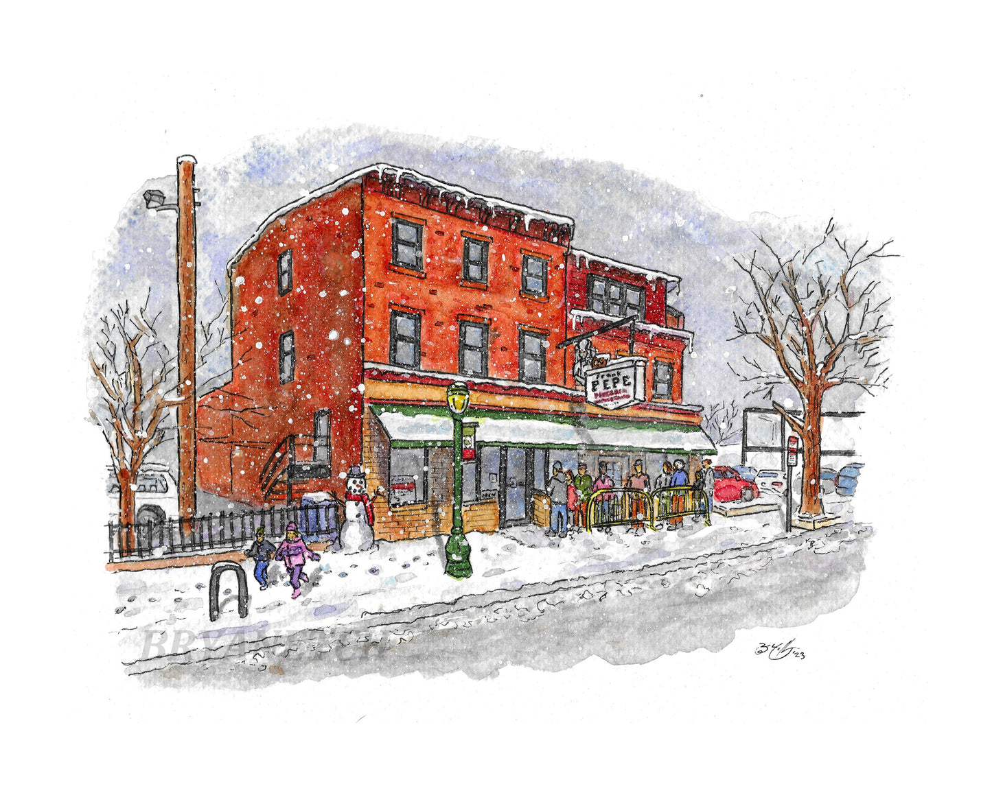 Frank Pepe Pizzeria Napoletana (Winter Version) 8x10" Print