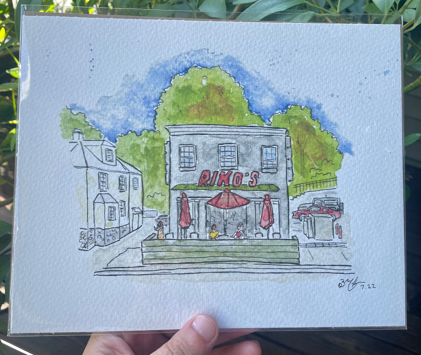 Riko's Pizza Stamford CT - 8x10" Watercolor Pizzeria Art Print by Bryan Etch