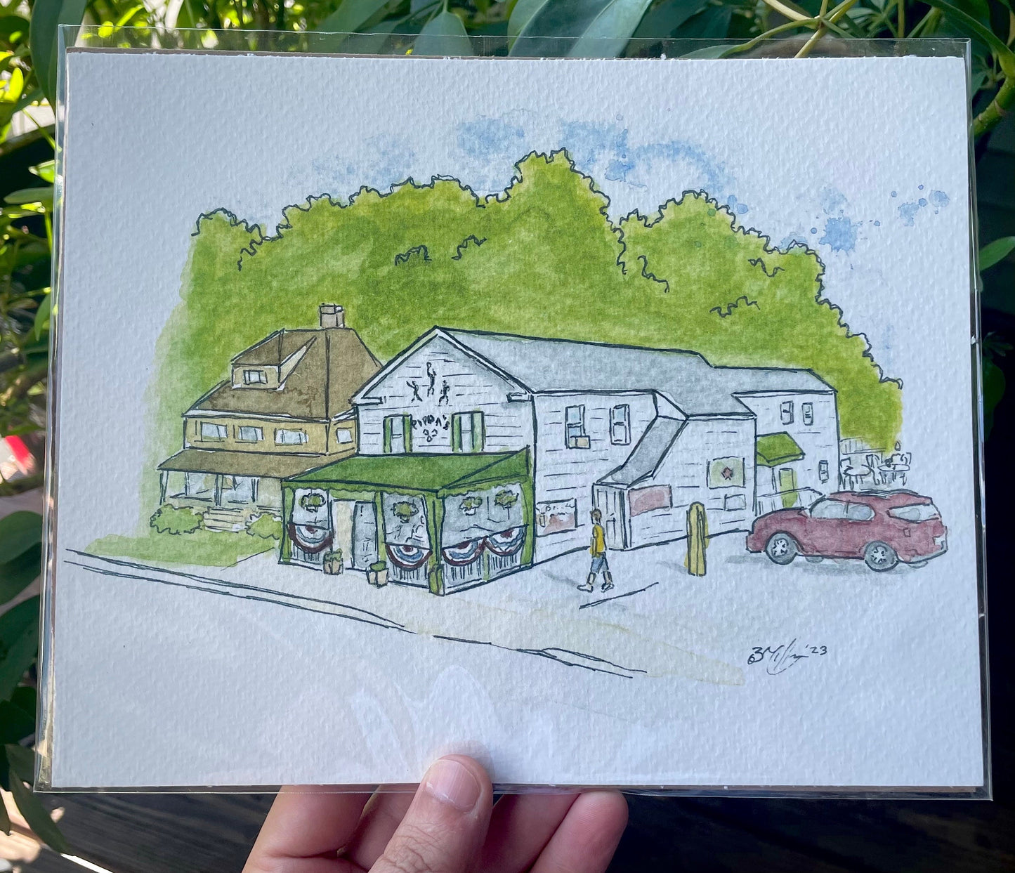Pippa's Sports Cafe Danbury CT Watercolor Art - 8x10" Print