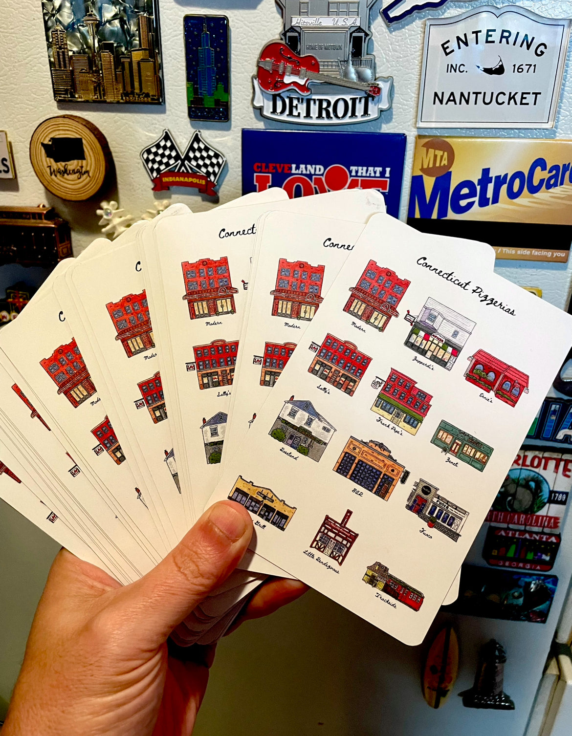 12 Connecticut Pizzeria Storefronts Refrigerator Magnet