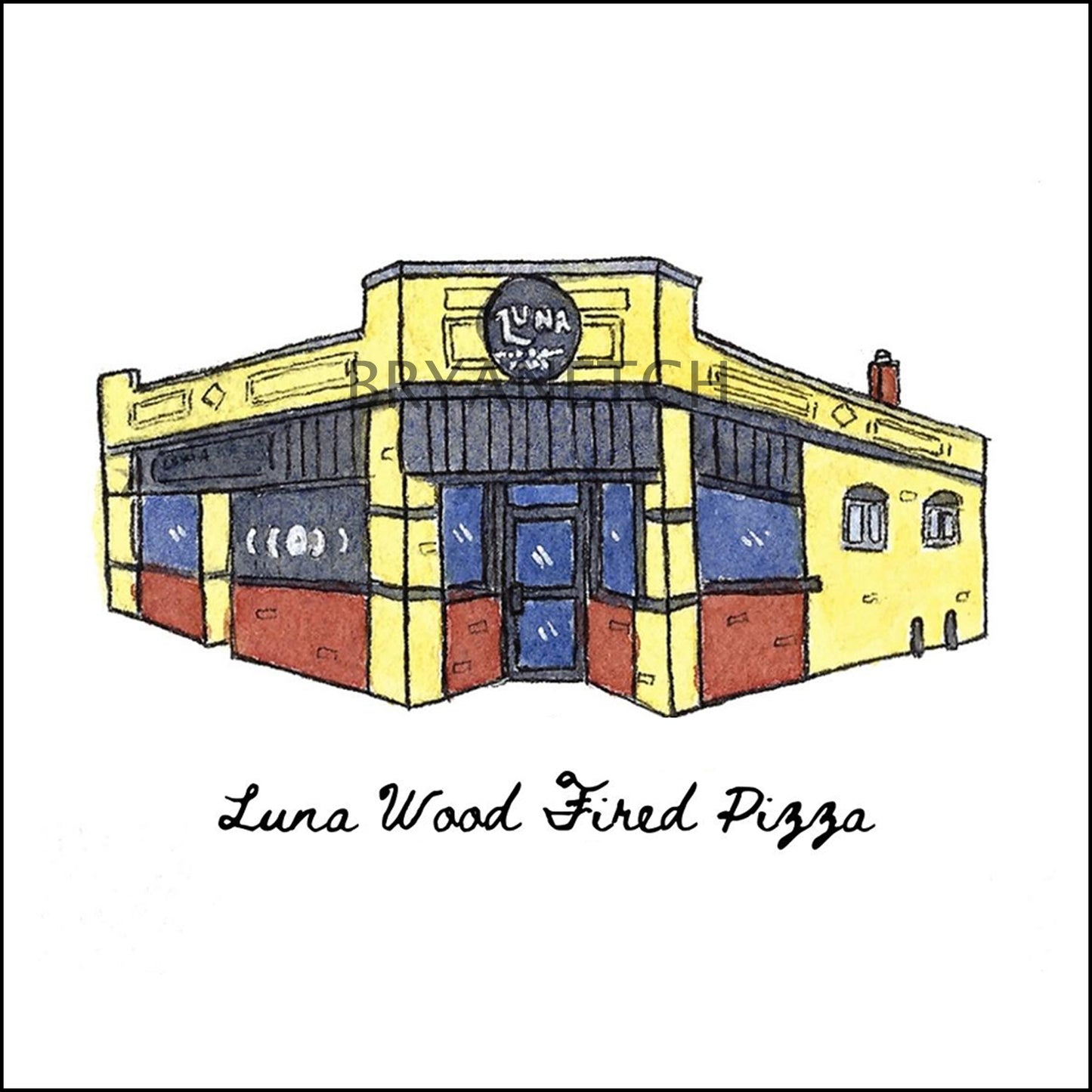 Luna Wood Fired Pizza Storefront Series, Naugatuck, CT - Art Print
