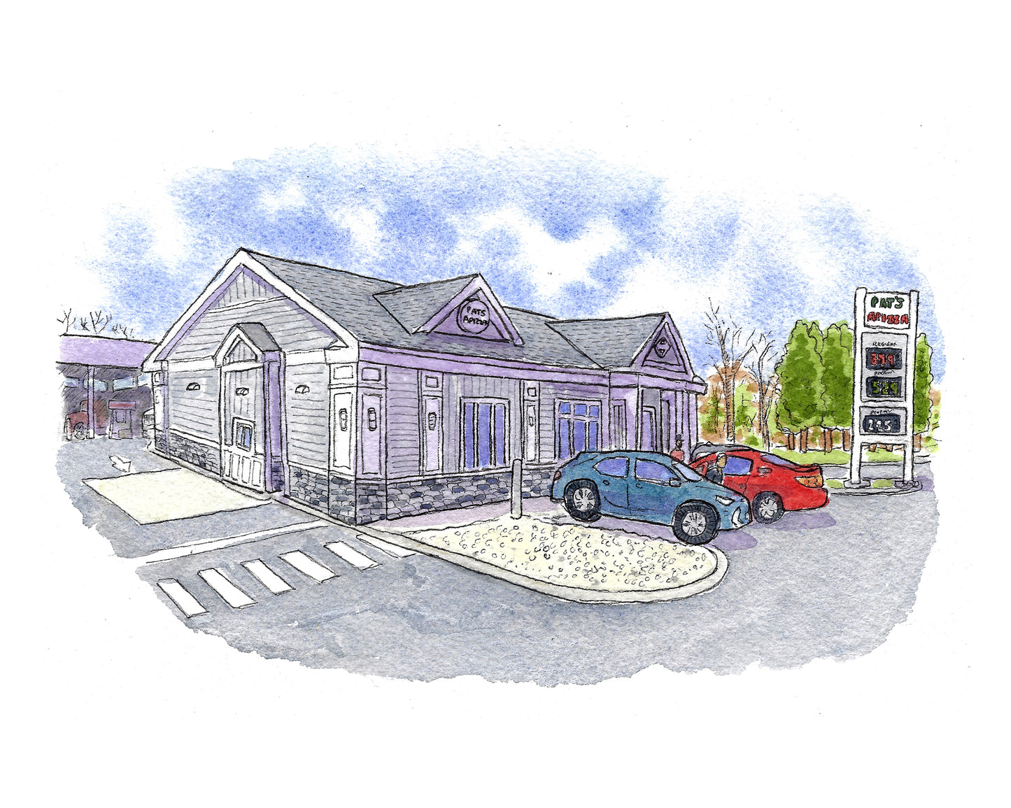 Pat's Apizza - North Haven, CT Watercolor Art Print by Bryan Etch