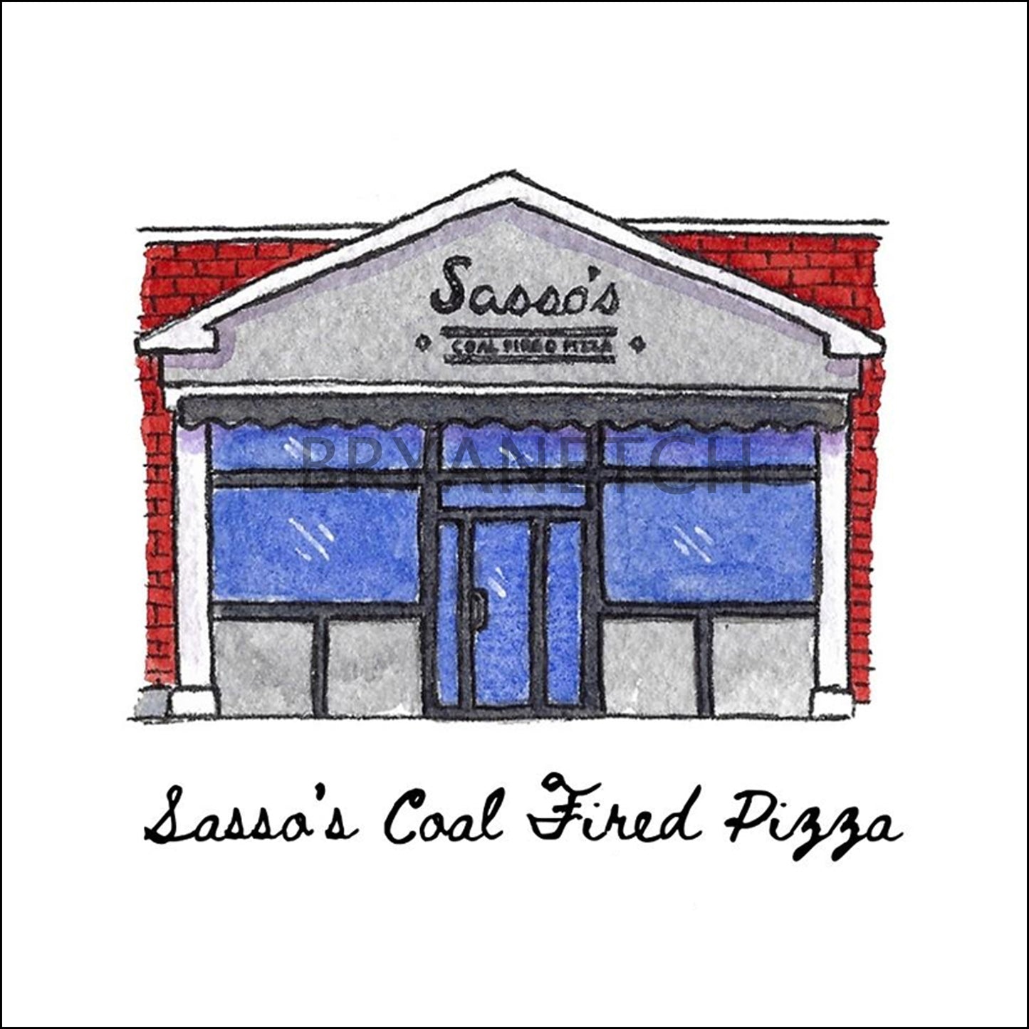 Sasso's Coal Fired Pizza Shoreline Storefront Series, Torrington, CT - Art Print