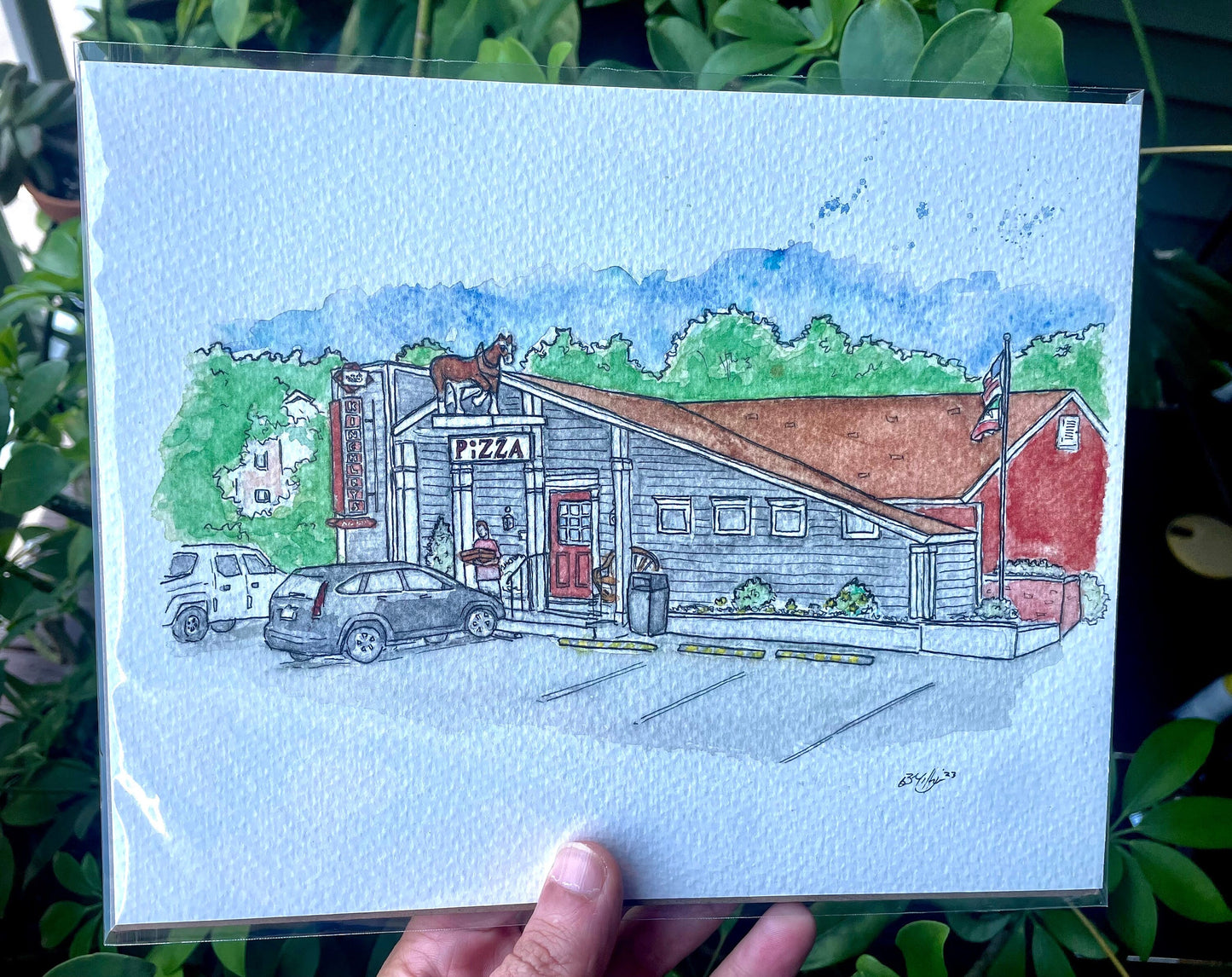 Kinchley's Tavern Pizza Ramsey NJ - 8x10" Watercolor Pizzeria Art Print by Bryan Etch