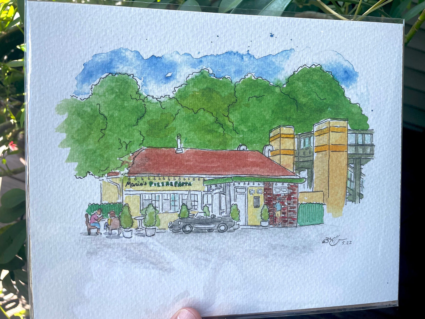 Mario's Pizza & Pasta Mt. Kisco NY Train Station - 8x10" Watercolor Art Print