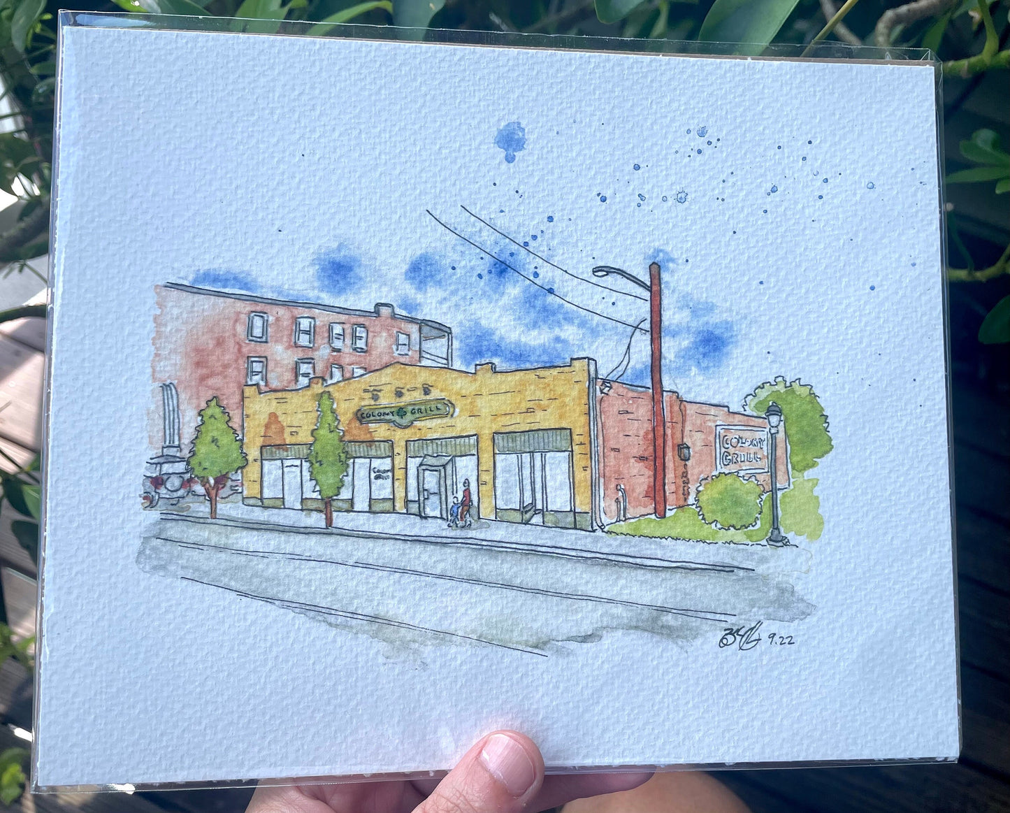 Colony Grill Stamford CT - 8x10" Watercolor Art Print by Bryan Etch