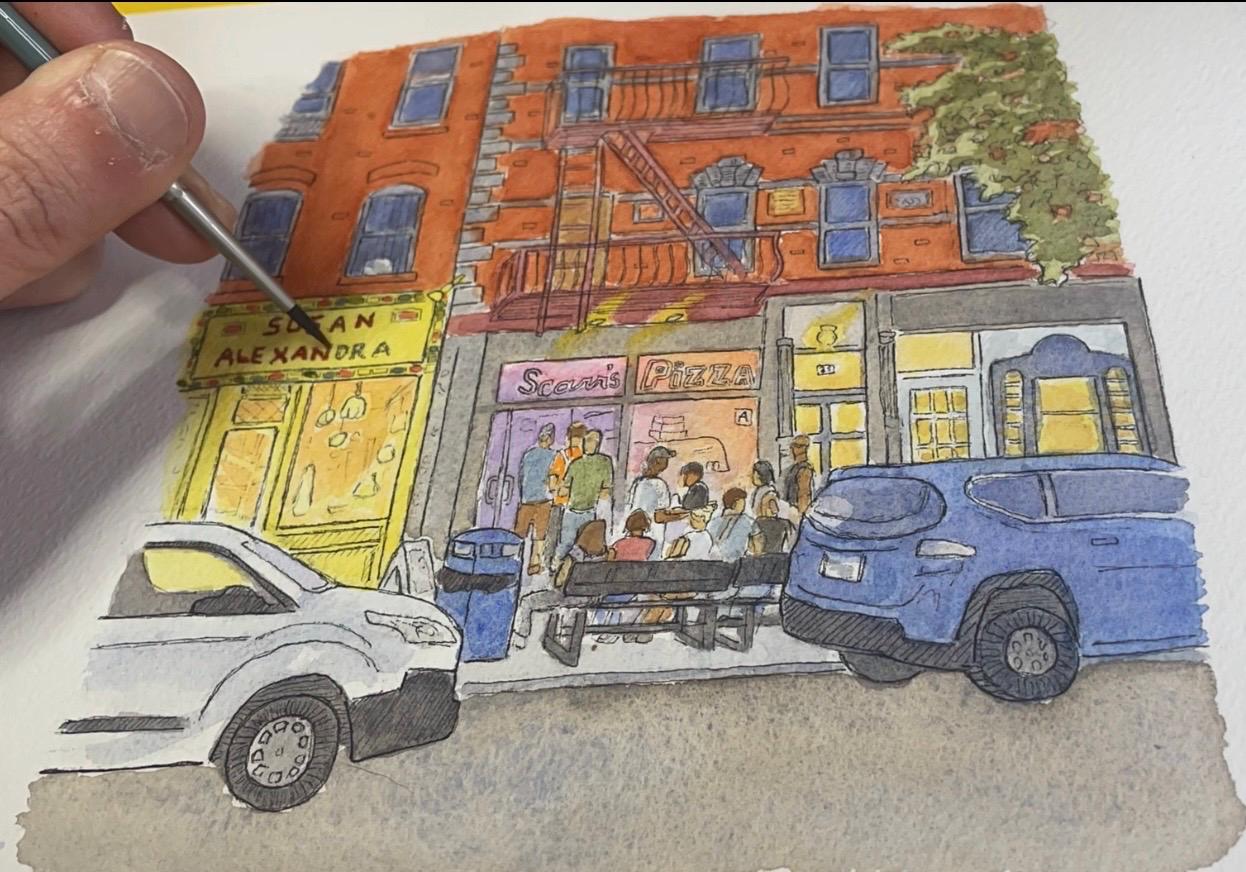 Scarr's Pizza - Manhattan Pizzeria Watercolor Art Print 8x10” by Bryan Etch