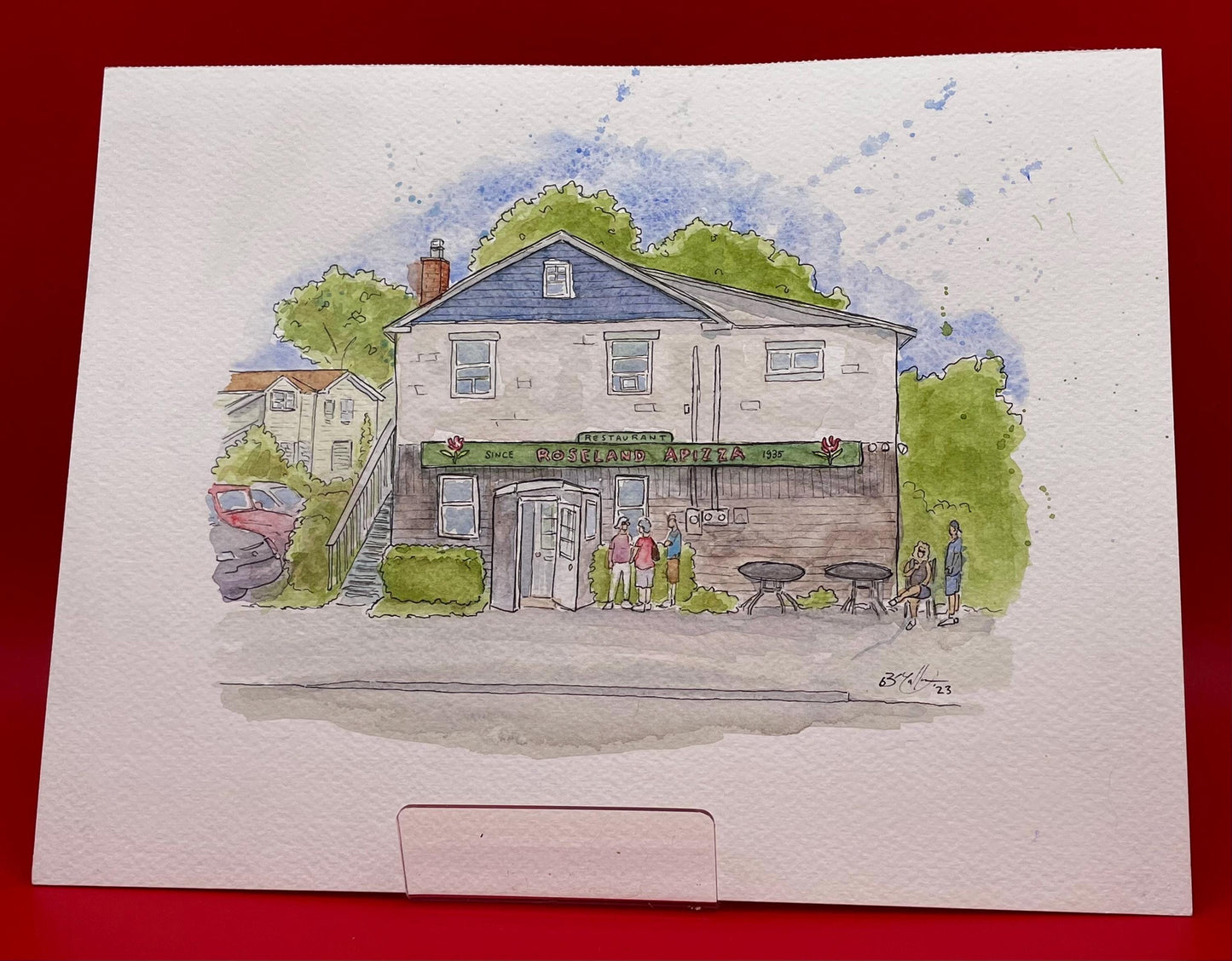 Roseland Apizza Derby CT - 8x10" Watercolor Pizzeria Art Print by Bryan Etch