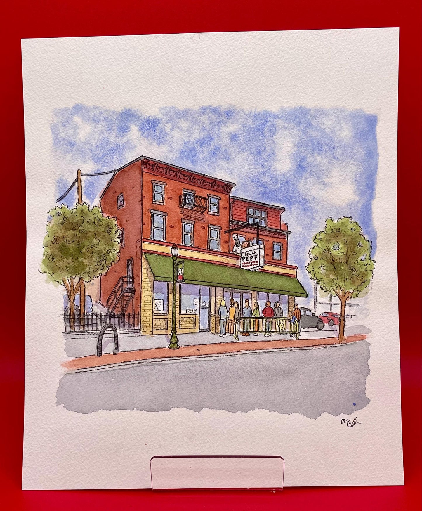 Frank Pepe's Pizzeria Napoletana 2024, New Haven CT Original Watercolor Painting
