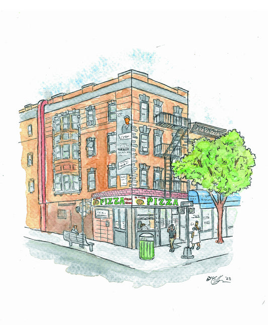 DiFara Pizza Brooklyn New York - 8x10" Watercolor NYC Pizzeria Art Print by Bryan Etch
