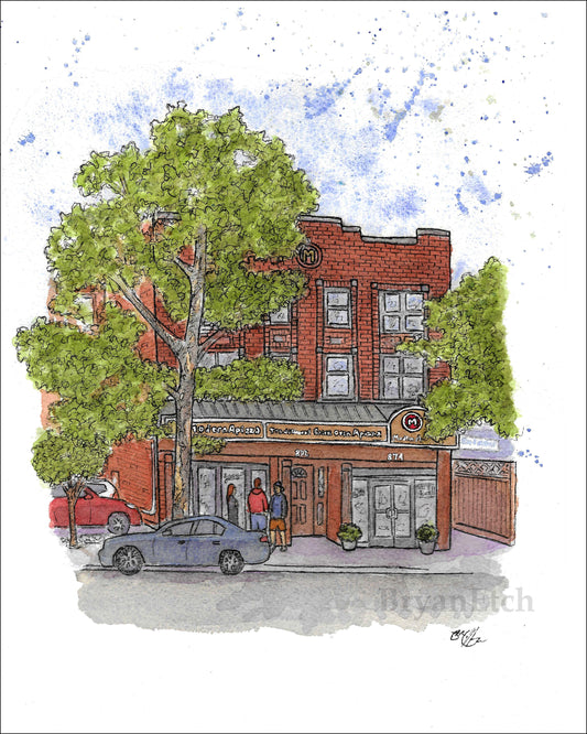 Modern Apizza in Watercolor (version 2)  11x14" Print - New Haven, Connecticut - Pizzeria Art Print by Bryan Etch