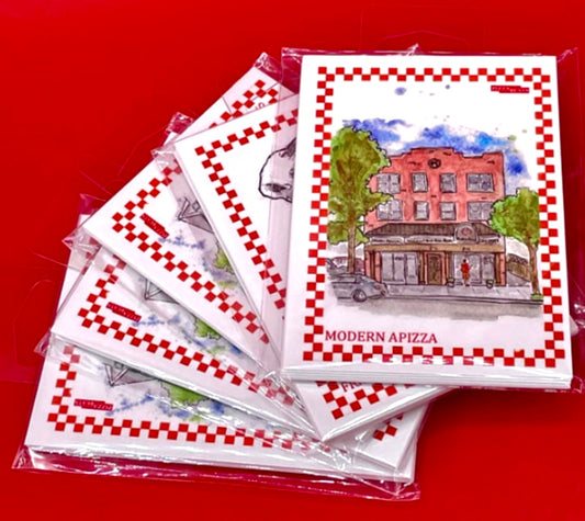 PIZZA BEATS Pizzerias in Watercolor Trading Card Set - Series 1: Connecticut Pizza (10 cards)