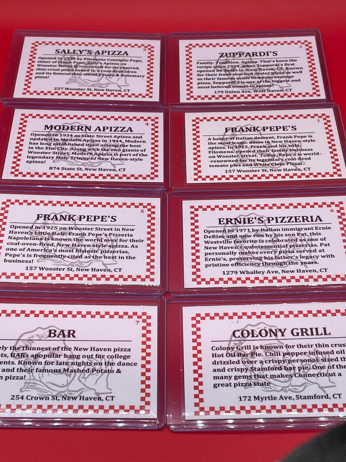 PIZZA BEATS Pizzerias in Watercolor Trading Card Set - Series 1: New Haven Apizza (8 cards)