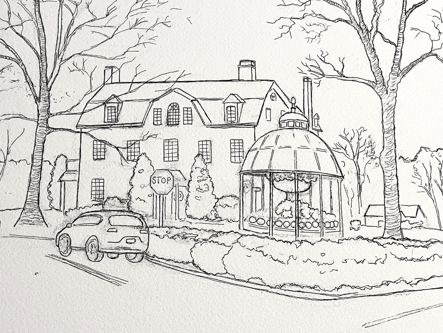 Ridgefield in the Snow - Cass Gilbert Fountain Winter Watercolor - 8x10” Art Print