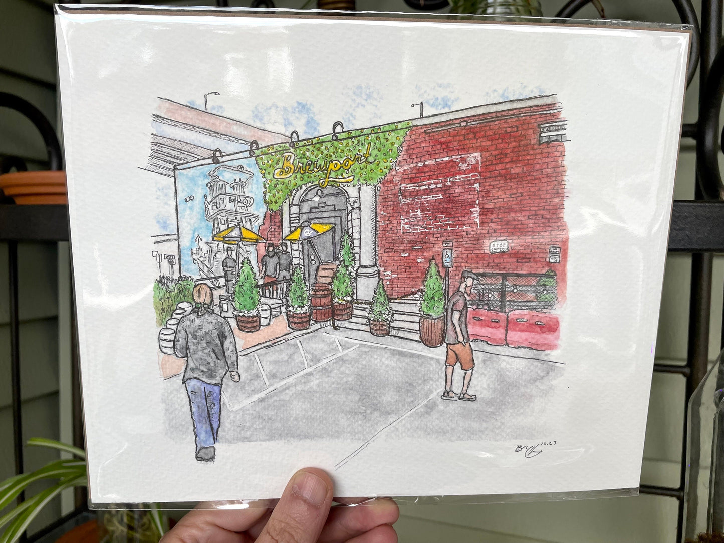 Brewport Bridgeport CT Watercolor Art Print - 8x10" - Connecticut Pizzeria Painting