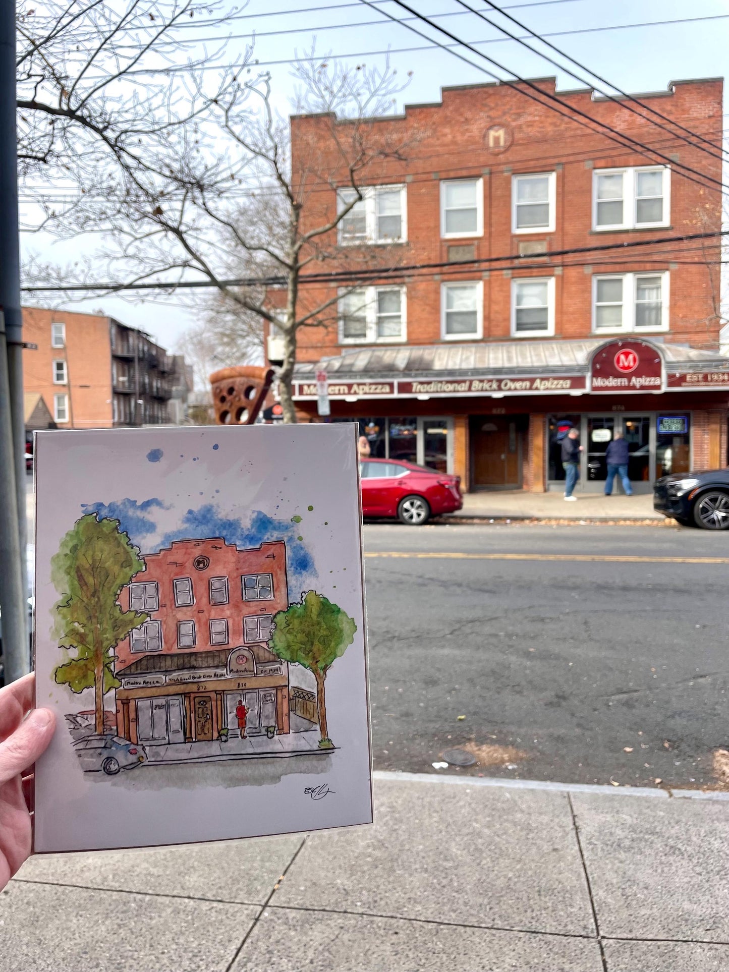 Modern Apizza New Haven CT - 8x10" Watercolor Pizzeria Art Print by Bryan Etch