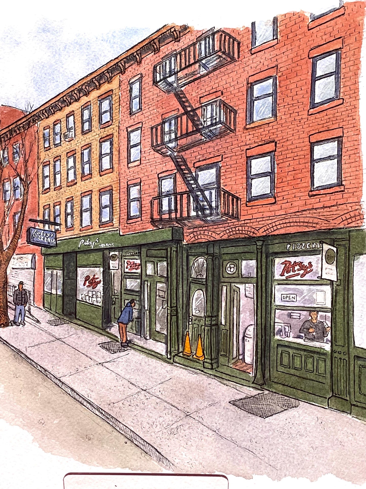 Patsy's Pizzeria Harlem Original Watercolor Painting by Bryan Etch