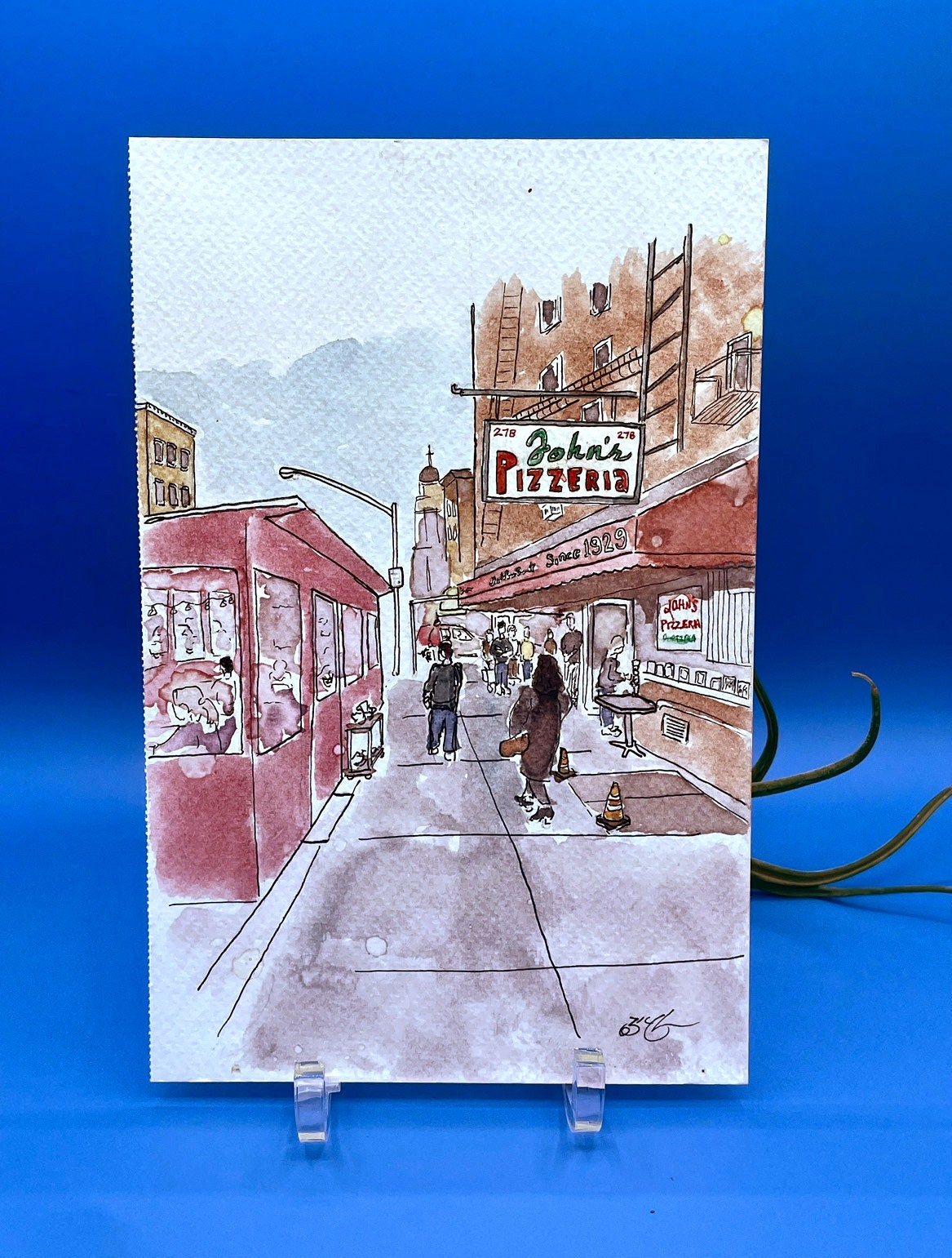 John's of Bleeker Street Pizzeria 2022 - Version 1 - New York City Watercolor Painting - 5.5x8"