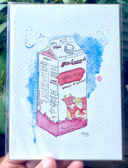 Stew's Milk Carton Watercolor Painting Original Art