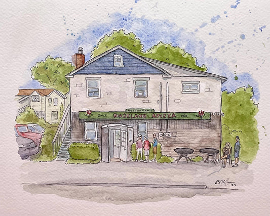 Roseland Apizza Derby CT Original Watercolor Art by Bryan Etch