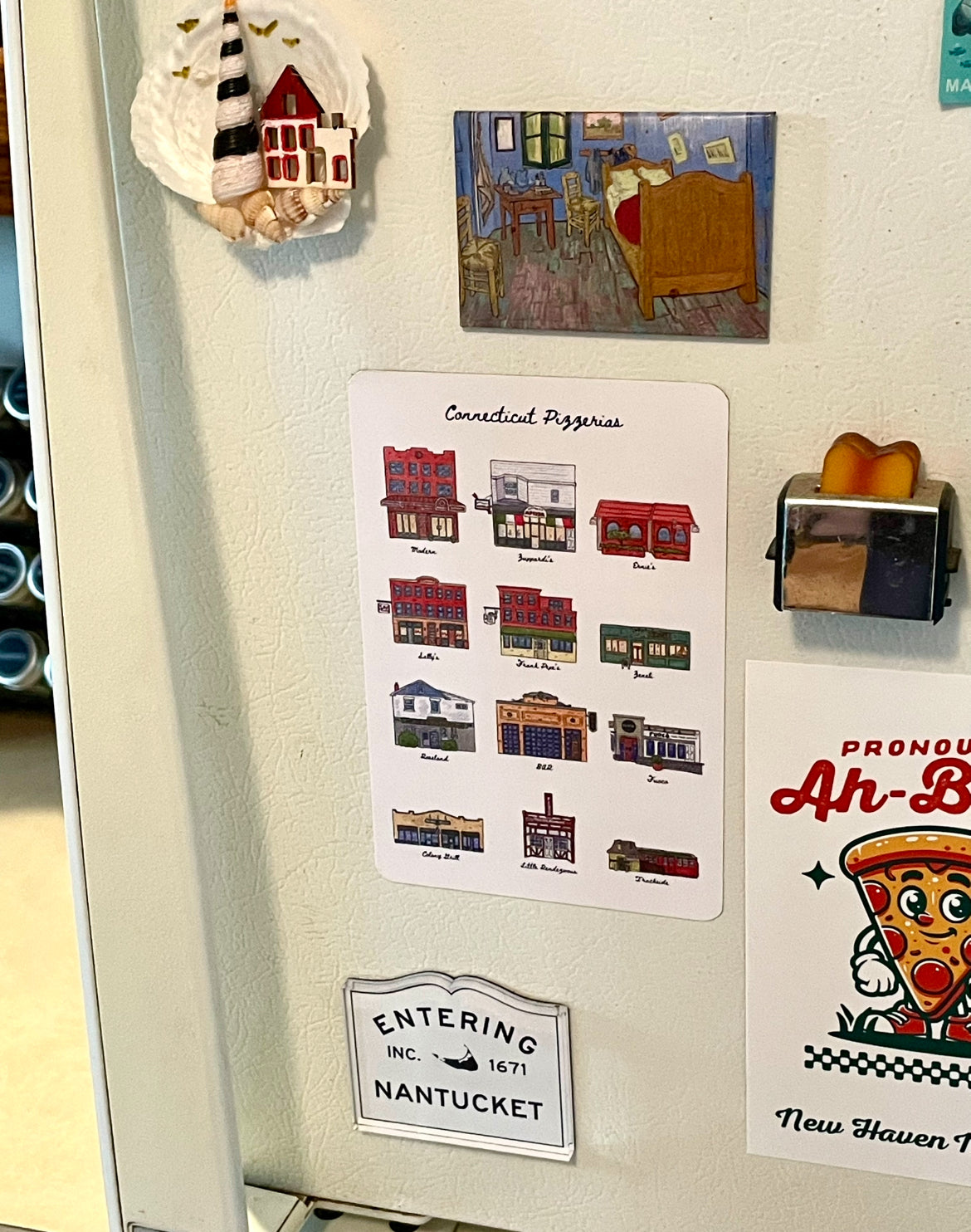 12 Connecticut Pizzeria Storefronts Refrigerator Magnet