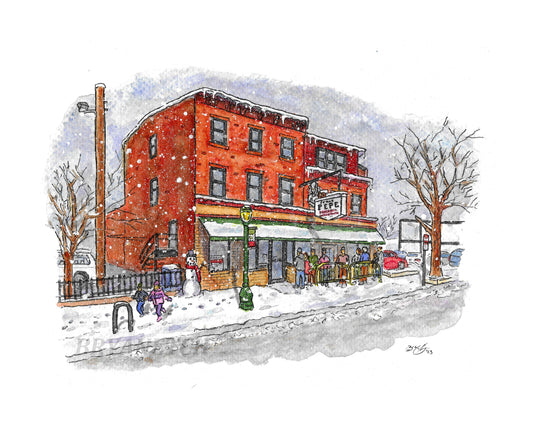 Frank Pepe Pizzeria Napoletana (Winter Version) 8x10" Print