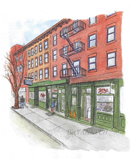 Patsy's Pizzeria Harlem Original Watercolor Painting by Bryan Etch
