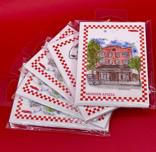 PIZZA BEATS Pizzerias in Watercolor Trading Card Set - Series 1: New Haven Apizza (8 cards)