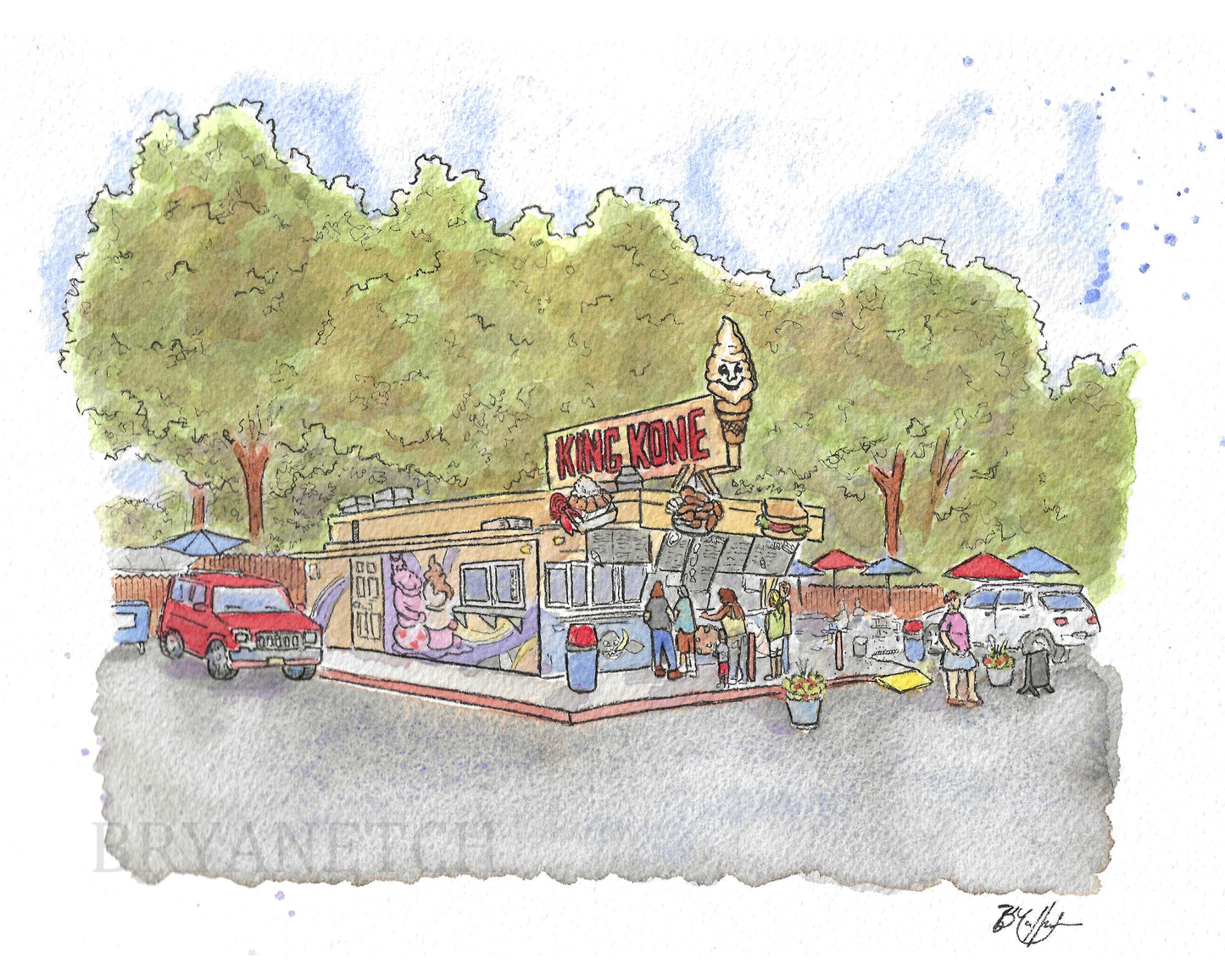 King Kone Katonah NY Original Watercolor Art by Bryan Etch