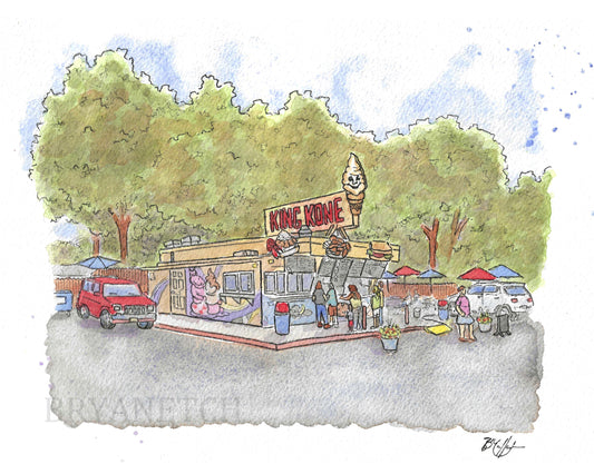 King Kone Katonah NY Original Watercolor Art by Bryan Etch