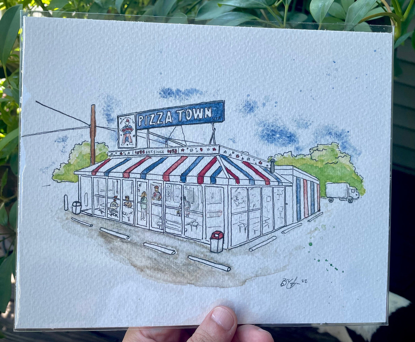 Pizza Town USA (Elmwood Park, NJ) 8x10” watercolor art print