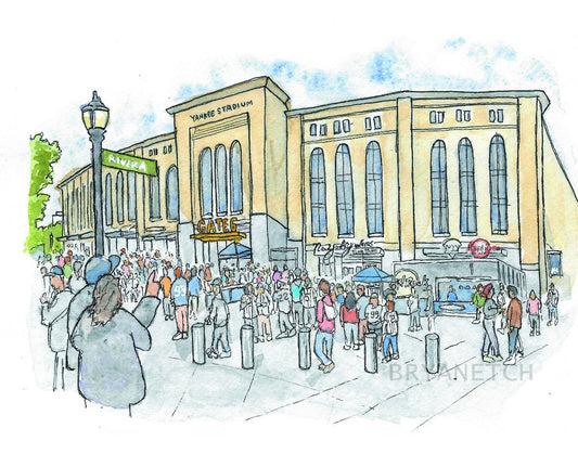 Yankee Stadium Rivera Avenue - 8x10" Watercolor Art Print by Bryan Etch