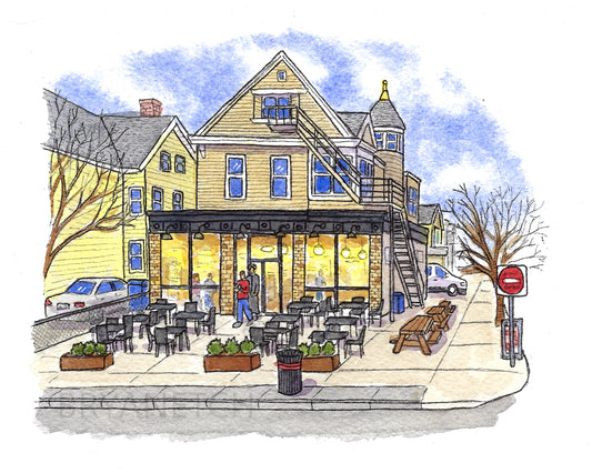 Atticus Market - New Haven, CT Watercolor Art Print by Bryan Etch