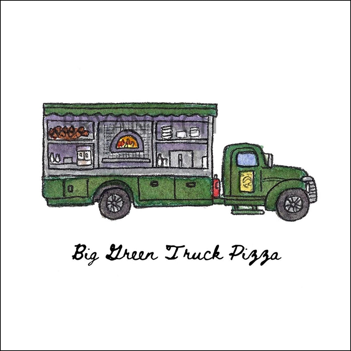 Big Green Pizza Truck Storefront Series, New Haven, CT - Art Print