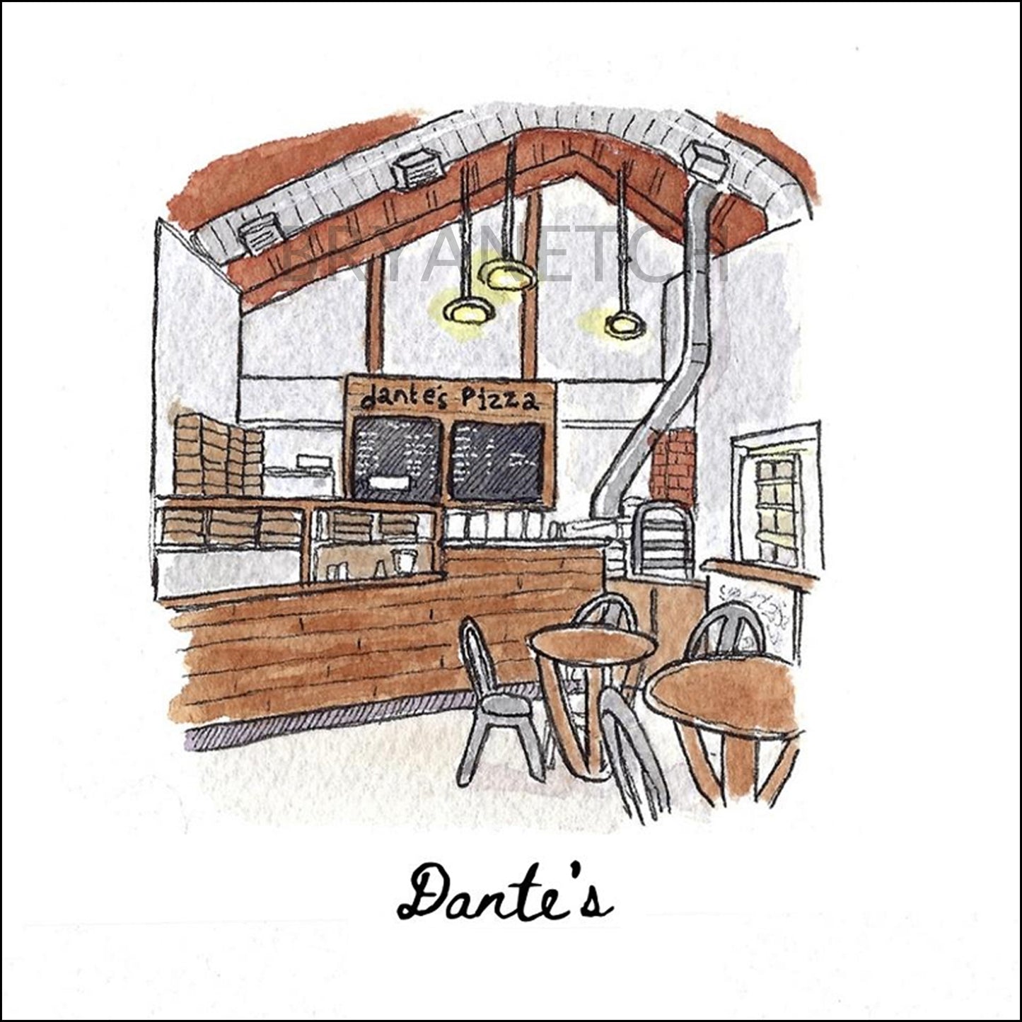 Dante's Pizza Storefront Series, New Caanan, CT - Art Print