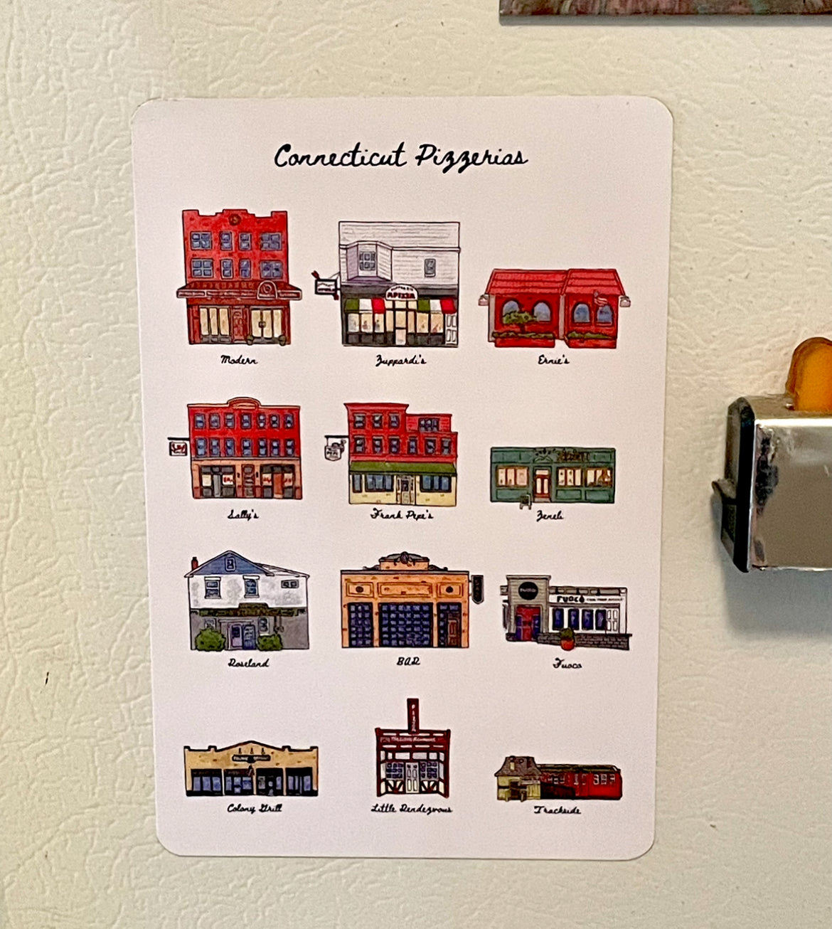 12 Connecticut Pizzeria Storefronts Refrigerator Magnet