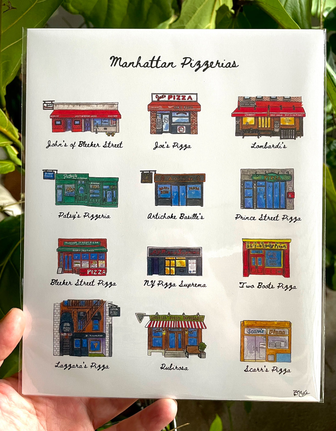 12 Manhattan Pizzeria Storefronts - 11x14" Watercolor Art Print by Bryan Etch