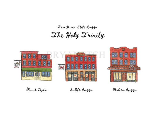 Holy Trinity of New Haven Apizza (Frank Pepe's, Sally's & Modern Apizza) - 11x14" Art Print by Bryan Etch