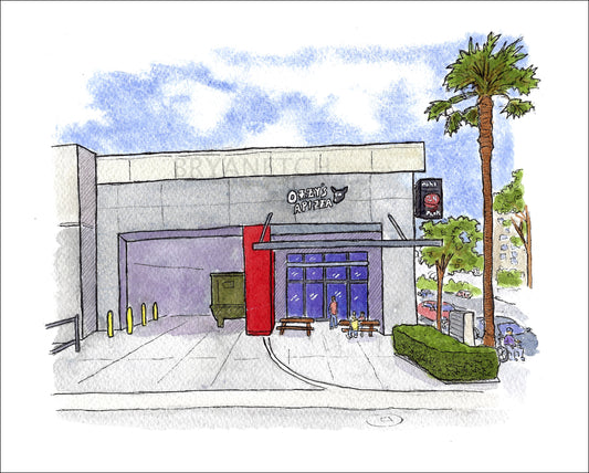 Ozzy's Apizza Los Angeles - Watercolor Pizzeria Art Print by Bryan Etch