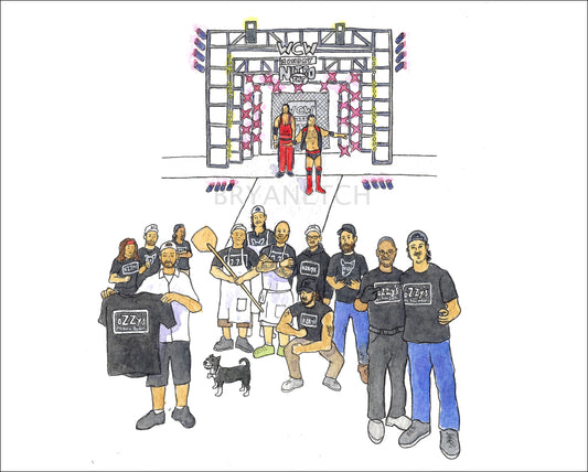 Ozzy's Apizza nWo Monday Nitro Crew - Watercolor Pizzeria Art Print by Bryan Etch