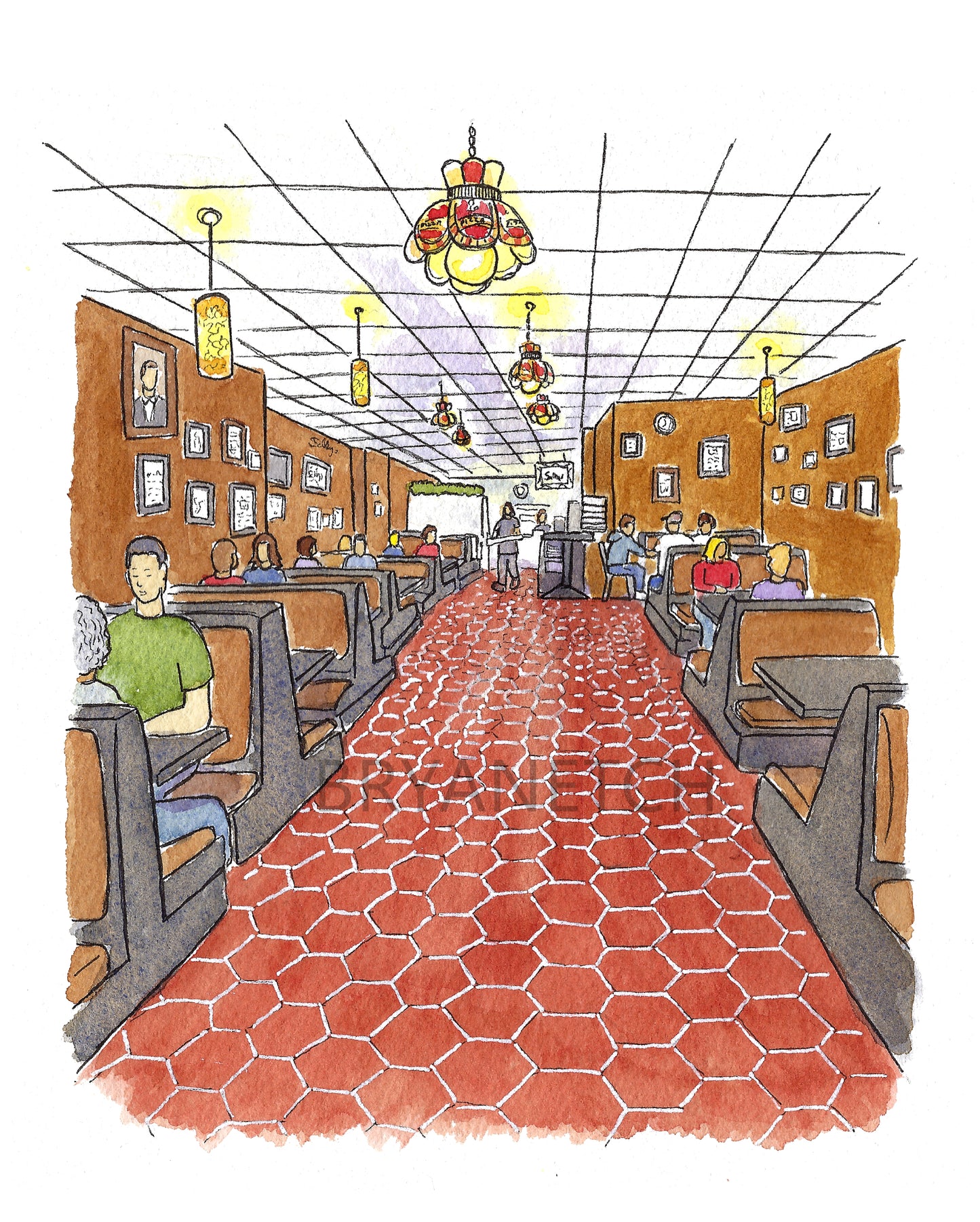 Sally's Apizza Restaurant Interior Art Print by Bryan Etch
